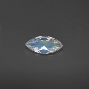 0.30캐럿 천연 화이트 블루 레인보우 문스톤, 투명한, 7.9×3.8 mm, 투명/반투명