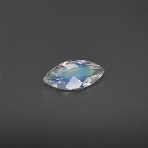 0.30캐럿 천연 화이트 블루 레인보우 문스톤, 투명한, 7.9×3.8 mm, 투명/반투명