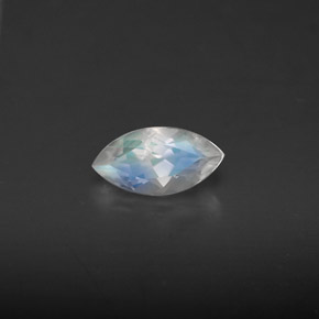 0.46캐럿 천연 블루 화이트 레인보우 문스톤, 투명한, 7.6×3.9 mm, 투명/반투명