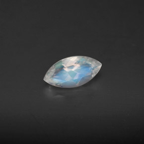 0.46캐럿 천연 블루 화이트 레인보우 문스톤, 투명한, 7.6×3.9 mm, 투명/반투명