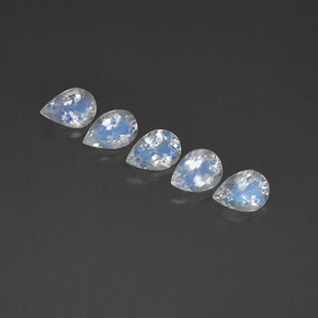 캐럿 천연 블루 화이트 레인보우 문스톤 보석, 투명한, 6.5×4.9 mm, 투명/반투명