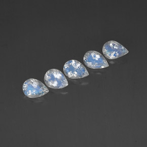 캐럿 천연 블루 화이트 레인보우 문스톤 보석, 투명한, 6.5×4.9 mm, 투명/반투명