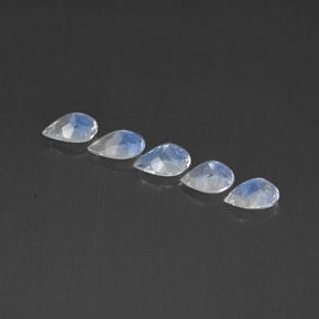 캐럿 천연 블루 화이트 레인보우 문스톤 보석, 투명한, 6.5×4.9 mm, 투명/반투명