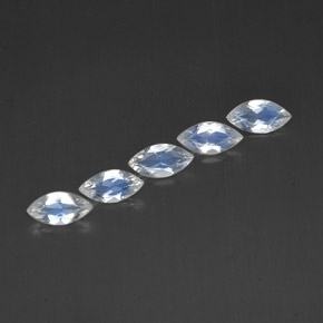 캐럿 천연 블루 화이트 레인보우 문스톤 보석, 투명한, 7.5×3.8 mm, 투명/반투명