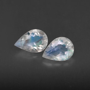 캐럿 천연 블루 화이트 레인보우 문스톤 보석, 투명한, 6.6×4.9 mm, 투명/반투명