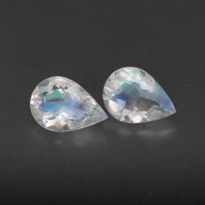 캐럿 천연 블루 화이트 레인보우 문스톤 보석, 투명한, 6.6×4.9 mm, 투명/반투명