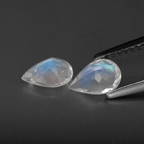 캐럿 천연 블루 화이트 레인보우 문스톤 보석, 투명한, 6.6×4.9 mm, 투명/반투명