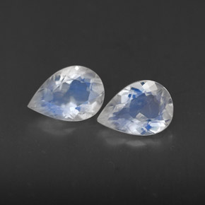 캐럿 천연 블루 화이트 레인보우 문스톤 보석, 투명한, 6.8×4.9 mm, 투명/반투명