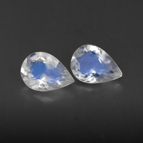 캐럿 천연 블루 화이트 레인보우 문스톤 보석, 투명한, 6.8×4.9 mm, 투명/반투명