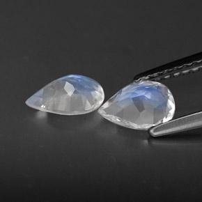 캐럿 천연 블루 화이트 레인보우 문스톤 보석, 투명한, 6.8×4.9 mm, 투명/반투명