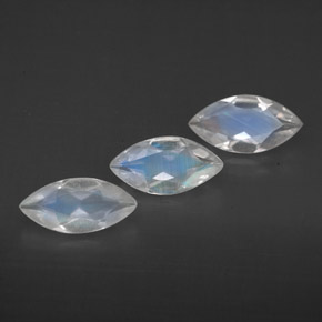 캐럿 천연 블루 화이트 레인보우 문스톤 보석, 투명한, 7.7×4 mm, 투명/반투명