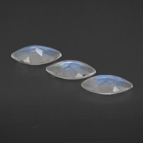 캐럿 천연 블루 화이트 레인보우 문스톤 보석, 투명한, 7.7×4 mm, 투명/반투명