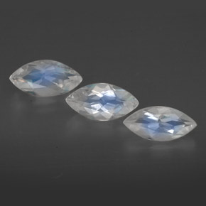 캐럿 천연 블루 화이트 레인보우 문스톤 보석, 투명한, 7.7×4 mm, 투명/반투명