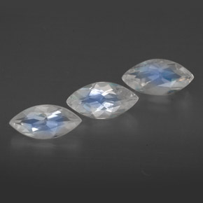 캐럿 천연 블루 화이트 레인보우 문스톤 보석, 투명한, 7.7×4 mm, 투명/반투명