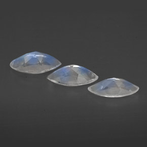 캐럿 천연 블루 화이트 레인보우 문스톤 보석, 투명한, 7.7×4 mm, 투명/반투명
