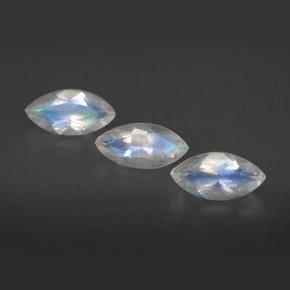 캐럿 천연 블루 화이트 레인보우 문스톤 보석, 투명한, 8.1×3.9 mm, 투명/반투명
