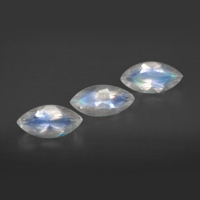 캐럿 천연 블루 화이트 레인보우 문스톤 보석, 투명한, 8.1×3.9 mm, 투명/반투명