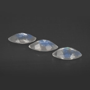 캐럿 천연 블루 화이트 레인보우 문스톤 보석, 투명한, 8.1×3.9 mm, 투명/반투명