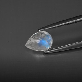 0.43캐럿 천연 블루 화이트 레인보우 문스톤, 투명한, 6.7×4.9 mm, 투명/반투명