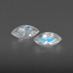 캐럿 천연 블루 화이트 레인보우 문스톤 보석, 투명한, 6×3.1 mm, 투명/반투명