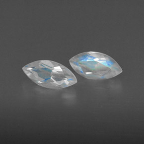 캐럿 천연 블루 화이트 레인보우 문스톤 보석, 투명한, 6×3.1 mm, 투명/반투명