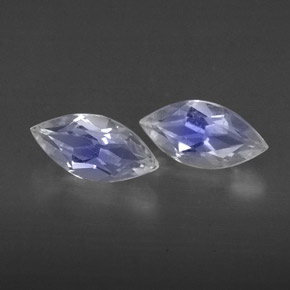 캐럿 천연 블루 화이트 레인보우 문스톤 보석, 투명한, 7.9×4 mm, 투명/반투명