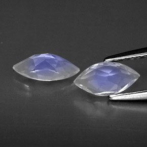 캐럿 천연 블루 화이트 레인보우 문스톤 보석, 투명한, 7.9×4 mm, 투명/반투명