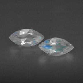 캐럿 천연 블루 화이트 레인보우 문스톤 보석, 투명한, 7.9×4 mm, 투명/반투명