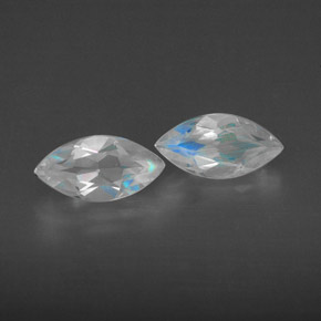 캐럿 천연 블루 화이트 레인보우 문스톤 보석, 투명한, 7.9×4 mm, 투명/반투명