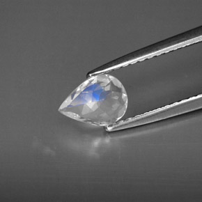 0.43캐럿 천연 블루 화이트 레인보우 문스톤, 투명한, 6.7×4.8 mm, 투명/반투명