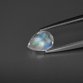 0.44캐럿 천연 블루 화이트 레인보우 문스톤, 투명한, 6.5×4.8 mm, 투명/반투명