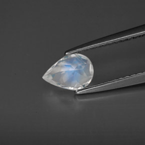 0.57캐럿 천연 블루 화이트 레인보우 문스톤, 투명한, 6.9×4.8 mm, 투명/반투명