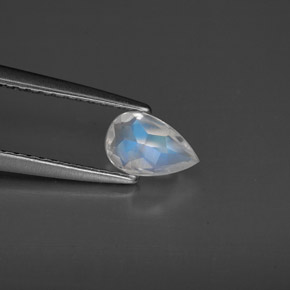 0.44캐럿 천연 블루 화이트 레인보우 문스톤, 투명한, 6.5×4.2 mm, 투명/반투명