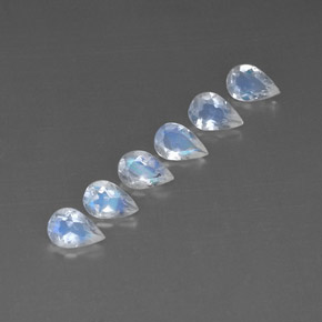 캐럿 천연 블루 화이트 레인보우 문스톤 보석, 투명한, 5.8×4 mm, 투명/반투명