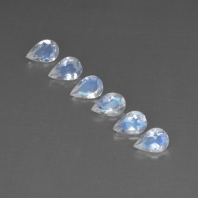 캐럿 천연 블루 화이트 레인보우 문스톤 보석, 투명한, 5.8×4 mm, 투명/반투명