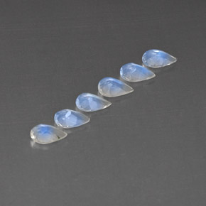 캐럿 천연 블루 화이트 레인보우 문스톤 보석, 투명한, 5.8×4 mm, 투명/반투명