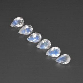 캐럿 천연 블루 화이트 레인보우 문스톤 보석, 투명한, 5.9×4 mm, 투명/반투명