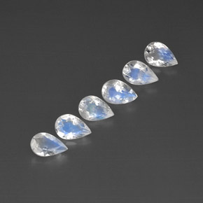 캐럿 천연 블루 화이트 레인보우 문스톤 보석, 투명한, 5.9×4 mm, 투명/반투명