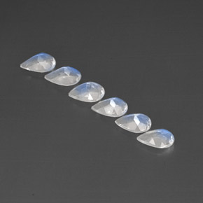 캐럿 천연 블루 화이트 레인보우 문스톤 보석, 투명한, 5.9×4 mm, 투명/반투명