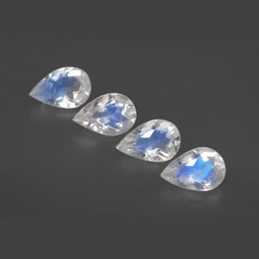 캐럿 천연 블루 화이트 레인보우 문스톤 보석, 투명한, 5.8×3.9 mm, 투명/반투명