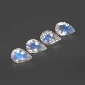 캐럿 천연 블루 화이트 레인보우 문스톤 보석, 투명한, 5.8×3.9 mm, 투명/반투명