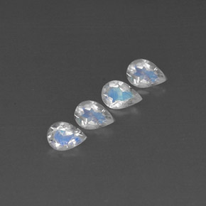 캐럿 천연 블루 화이트 레인보우 문스톤 보석, 투명한, 5.3×3.9 mm, 투명/반투명