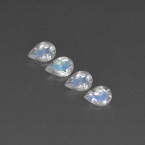 캐럿 천연 블루 화이트 레인보우 문스톤 보석, 투명한, 5.3×3.9 mm, 투명/반투명
