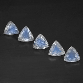 캐럿 천연 블루 화이트 레인보우 문스톤 보석, 투명한, 5.2×5.1 mm, 투명/반투명