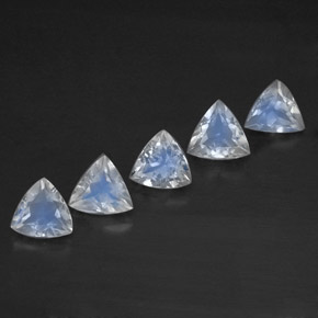 캐럿 천연 블루 화이트 레인보우 문스톤 보석, 투명한, 5.2×5.1 mm, 투명/반투명