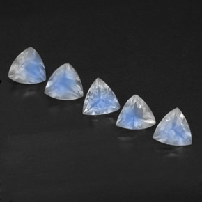 캐럿 천연 블루 화이트 레인보우 문스톤 보석, 투명한, 5.1×5 mm, 투명/반투명
