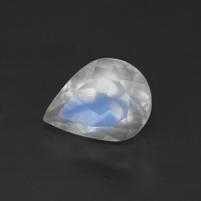 0.99캐럿 천연 블루 화이트 레인보우 문스톤, 투명한, 7.9×5.8 mm, 투명/반투명