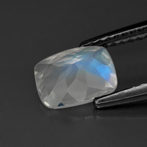 1.06캐럿 천연 블루 화이트 레인보우 문스톤, 투명한, 7.9×6.1 mm, 투명/반투명