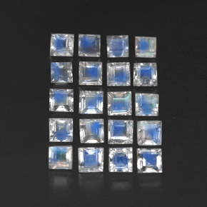 캐럿 천연 블루 화이트 레인보우 문스톤 보석, 투명한, 3.1×3.1 mm, 투명/반투명