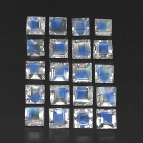 캐럿 천연 블루 화이트 레인보우 문스톤 보석, 투명한, 3.1×3.1 mm, 투명/반투명